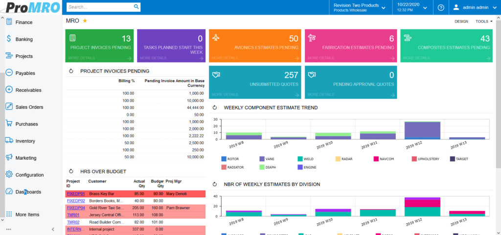 ProMRO | ERP for the MRO Industry | Dashboards and KPI